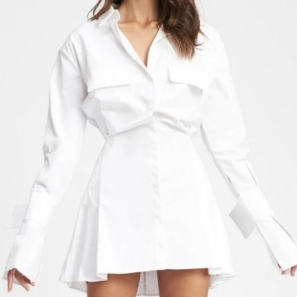 NWT Lioness Women's Cover Girl Mini Button-up Shirt Dress White Medium - Picture 9 of 9